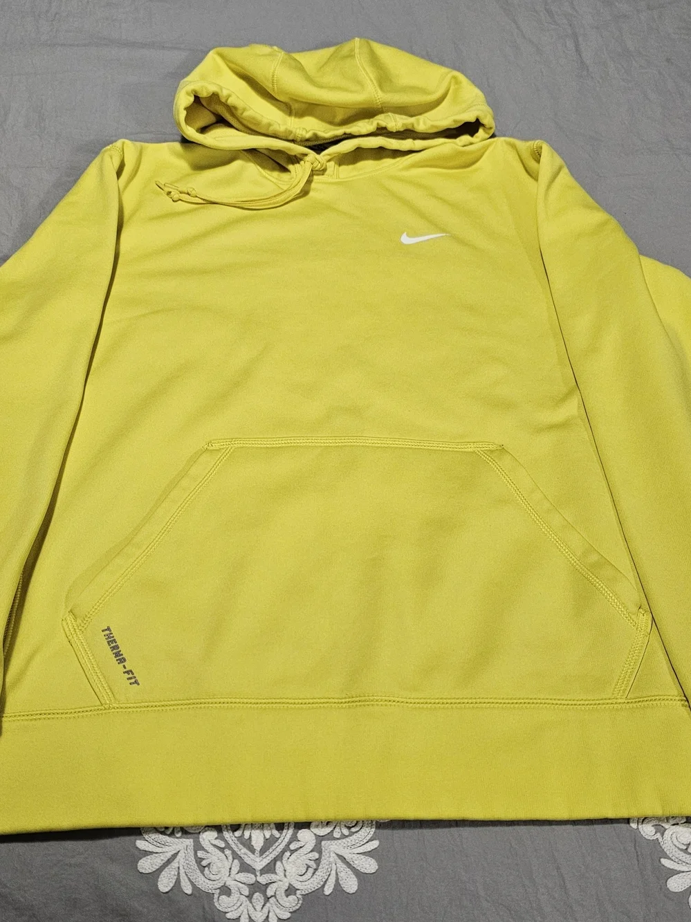 Nike Men’s Yellow Pullover Hoodie with White Swoosh